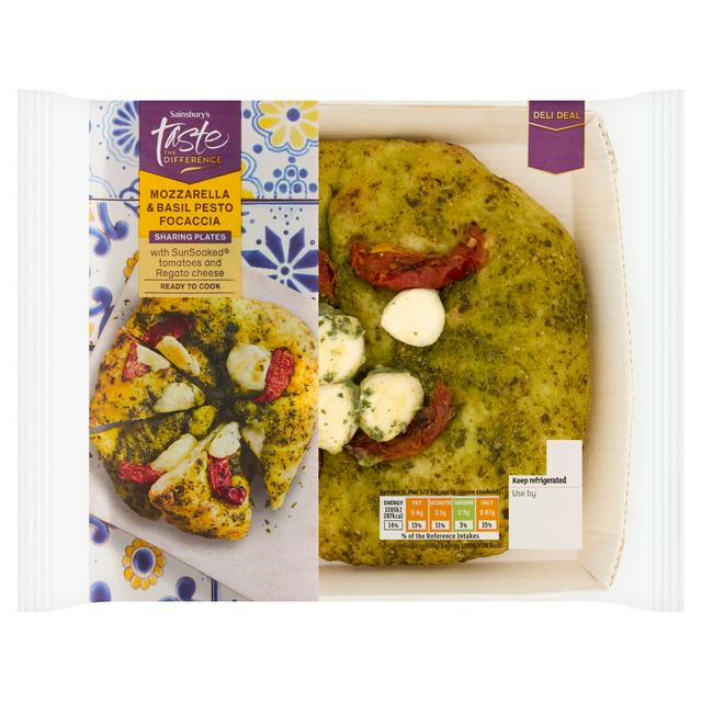 Taste the Difference Sainsbury's 210g Mozzarella & Basil Pesto Focaccia, Taste the Difference
