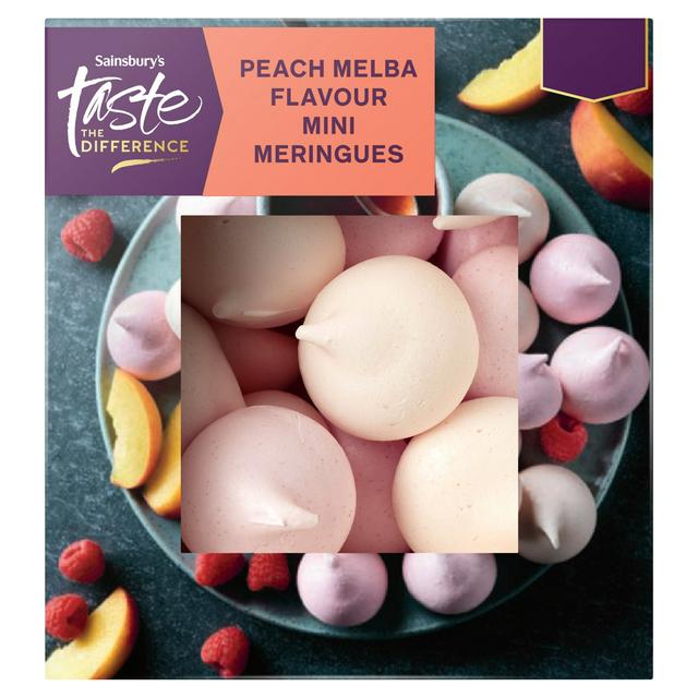 Taste the Difference Sainsbury's Peach Melba Flavour Mini Meringues, Taste the Difference