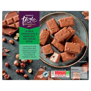 Sainsbury's 10 x 28ml Milk Chocolate & Hazelnut Ice Cream Bites, Taste the Difference