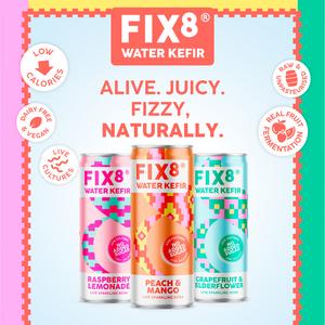 Fix8 Water Kefir Peach & Mango Live Sparkling Soda 4 x 250ml - gallery image 4