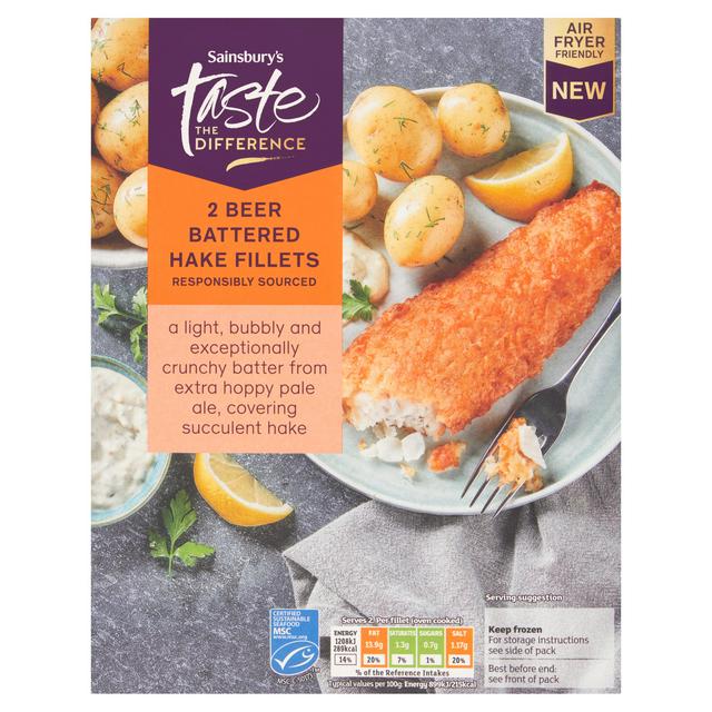Taste the Difference Sainsbury's 2 x Beer Battered Hake Fillets, Taste the Difference 300g