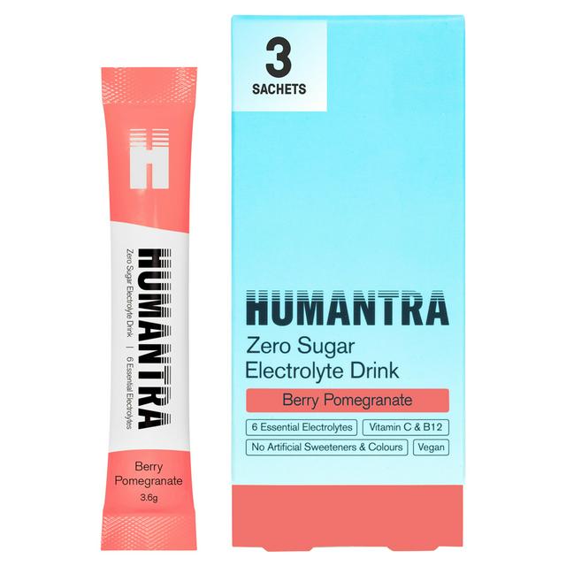 Humantra 3 x 3.6g Berry Pomegranate Zero Sugar Electrolyte Drink Sachets - gallery image 1
