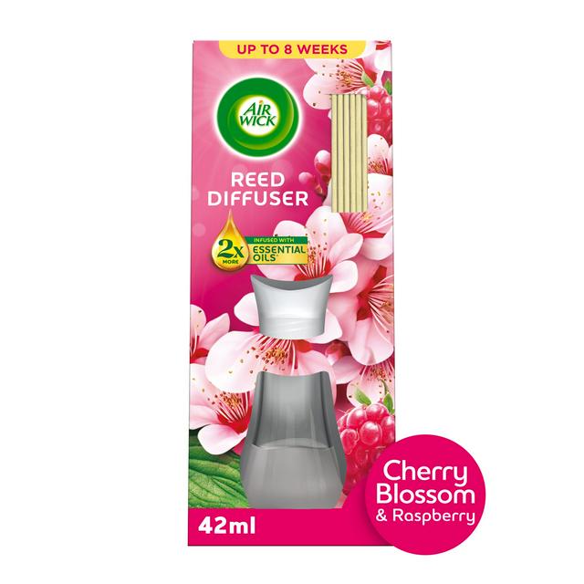 Air Wick Reed Diffuser, Cherry Blossom & Raspberry Air Freshener 42ml - gallery image 1