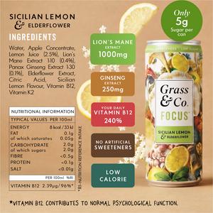 Grass & Co. 250ml Liquid Focus Elderflower & Sicilian Lemon Functional Drink - gallery image 3