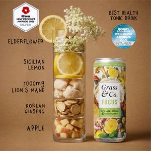 Grass & Co. 250ml Liquid Focus Elderflower & Sicilian Lemon Functional Drink - gallery image 5