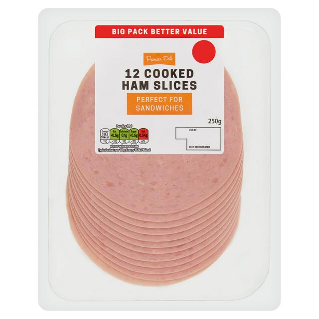 PREMIER DELI Cooked Ham Slices x12 250g