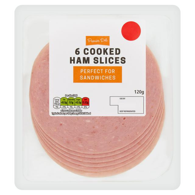 PREMIER DELI Cooked Ham Slices x6 120g