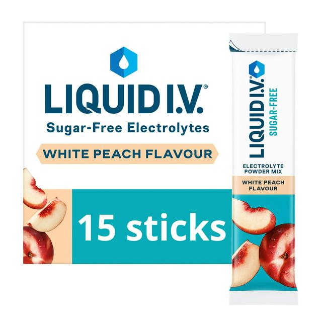 Liquid IV Sugar Free 15 x Sachets White Peach Daily Hydration Electrolyte Powder Mix - gallery image 1