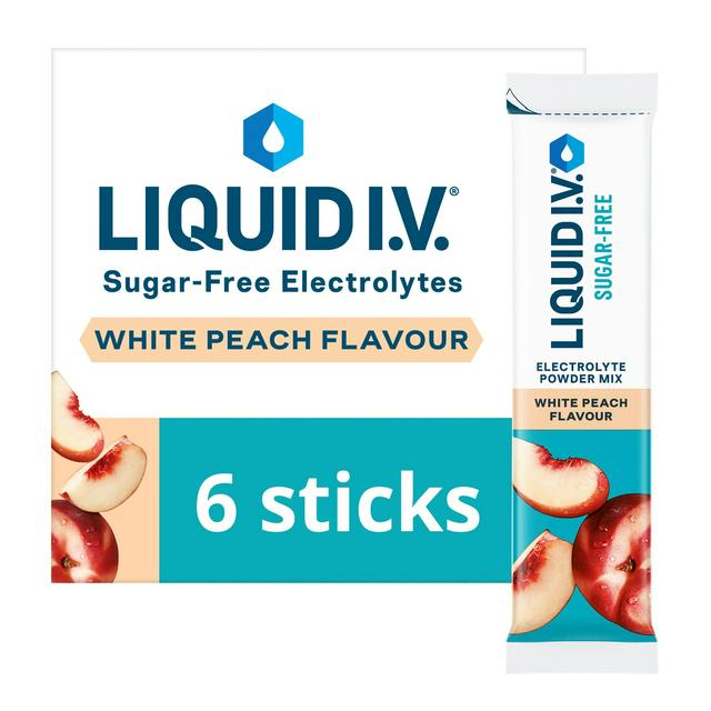 Liquid IV Sugar Free 6 x Sachets White Peach Daily Hydration Electrolyte Powder Mix - gallery image 1