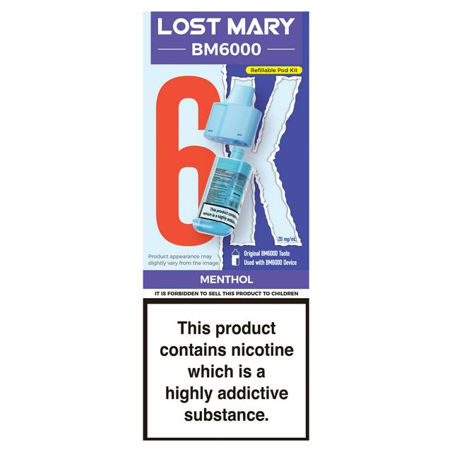 Lost Mary 20mg/ml Menthol BM6000 Refillable Pod Kit - gallery image 1