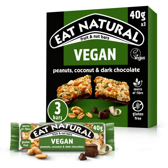 Eat Natural 3 x 40g Peanuts, Coconut & Dark Chocolate Fruit & Nut Cereal Bars