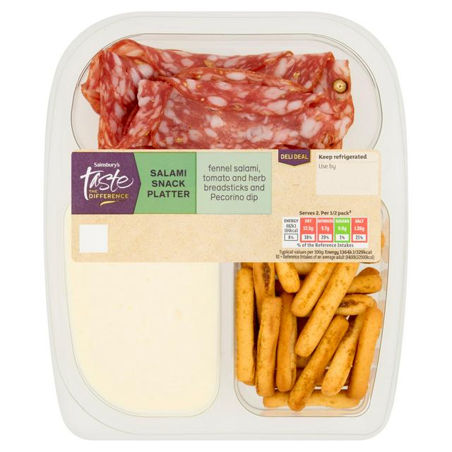 Sainsbury's 100g Salami & Dip Snack Platter, Taste the Difference - gallery image 1