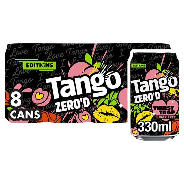 Tango 8 x 330ml Zero'd Thirst Trap Peach, Pineapple & Orange Soft