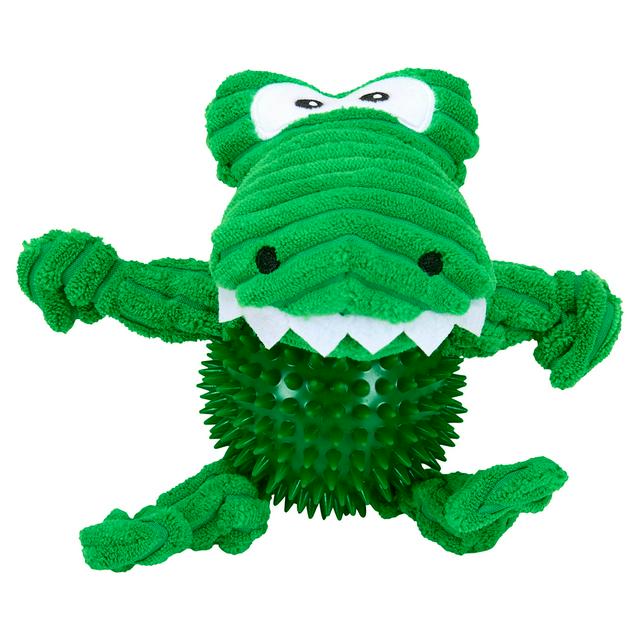Petface Spikey Crocodile Plush & TPR Ball Dog Toy
