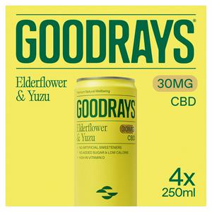 Goodrays 4 x 250ml Elderflower & Yuzu Natural 30mg CBD Drink