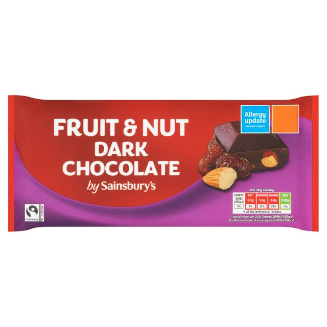 Sainsbury's Fruit & Nut Dark Chocolate 180g - gallery image 1