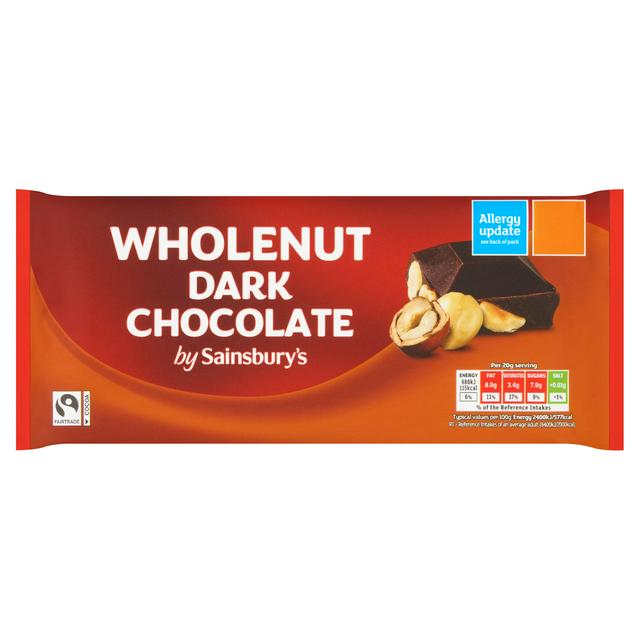 Sainsbury's Wholenut Dark Chocolate 180g - gallery image 1