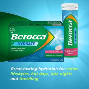 Berocca 20 x Hydrate Natural Grapefruit Flavour Effervescent Tablets - gallery image 3