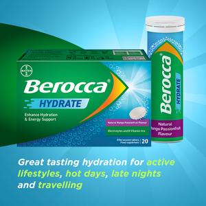 Berocca 20 x Hydrate Natural Mango Passionfruit Flavour Effervescent Tablet - gallery image 3
