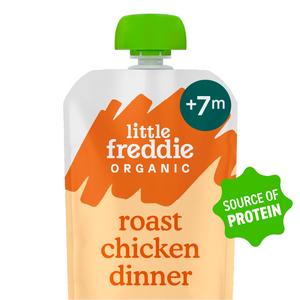 Little Freddie 130g Stage 2 7+ Months Roast Chicken with Vegetables Organic Textured Meal Pouch - gallery image 2