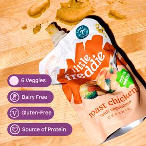 Little Freddie 130g Stage 2 7+ Months Roast Chicken with Vegetables Organic Textured Meal Pouch - gallery image 5