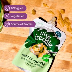 Little Freddie 130g Stage 2 7+ Months Mac & Cheese with Broccoli & Cauliflower Organic Textured Meal Pouch - gallery image 5