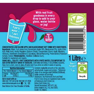 Robinsons 1L Double Strength Apple & Blackcurrant No Added Sugar Squash - gallery image 4