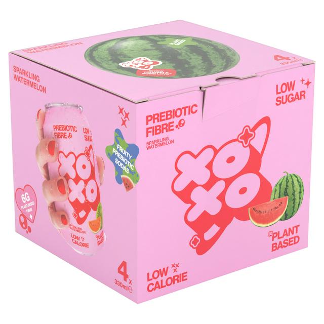 XOXO 4 x 330ml Sparkling Watermelon Soda Drink - gallery image 1