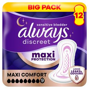 Always Discreet 12 x Maxi Comfort Women Incontinence Pads