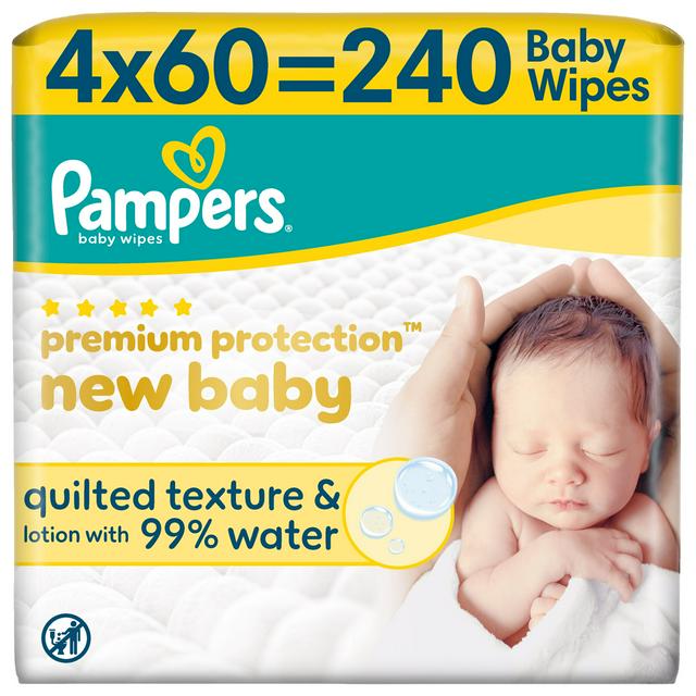 Pampers New Baby 240 Premium Protection Plastic Free Baby Wet Wipes - gallery image 1