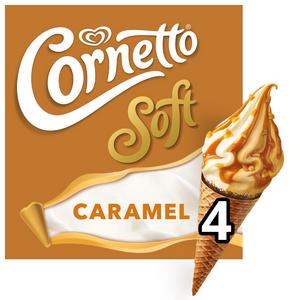 Cornetto 4 x 140ml Soft Caramel Ice Cream Cones - gallery image 2