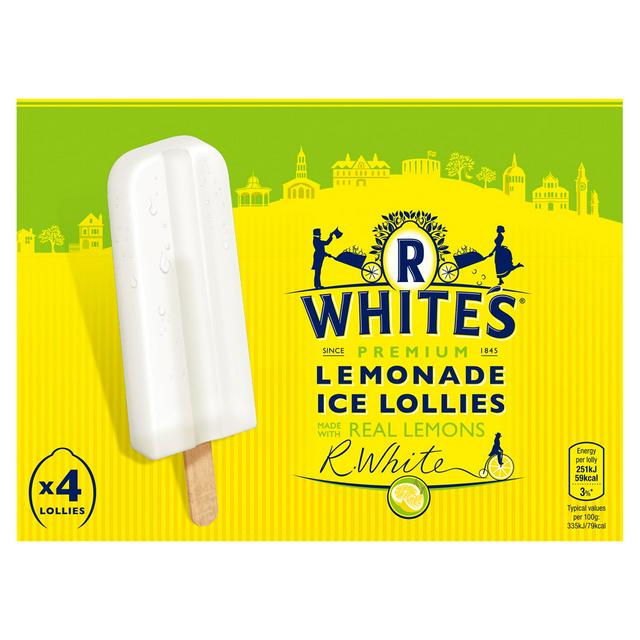 R Whites 4 x 75g Premium Lemonade Ice Lollies - gallery image 1