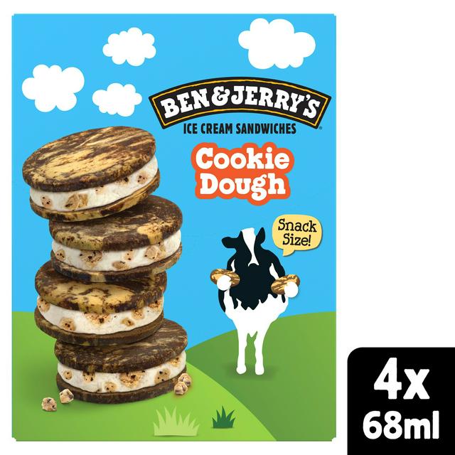 Ben & Jerry's 4 x 68ml Cookie Dough Ice Cream Sandwich - gallery image 1