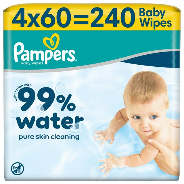 Pampers 99% Water 240 Plastic Free Baby Wet Wipes - gallery image 1