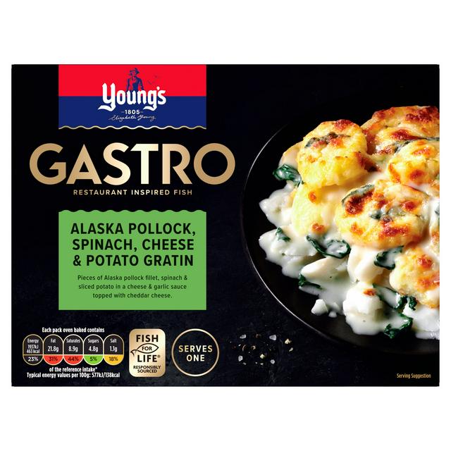 Youngs 360g Gastro Alaska Pollock, Spinach, Cheese & Potato Gratin