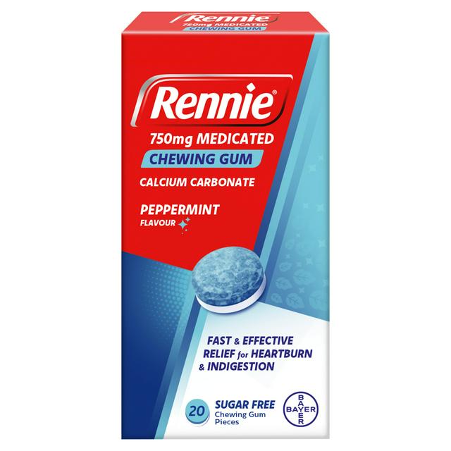 Rennie 750mg Medicated Peppermint Flavour Chewing Gum | Sainsbury's