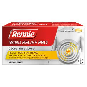 Rennie 20 x Wind Relief Pro 250mg Simeticone Soft Gel Capsules