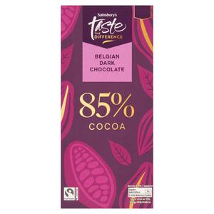 Sainsbury's 100g Cocoa Belgian 85% Dark Chocolate Bar, Taste the Difference
