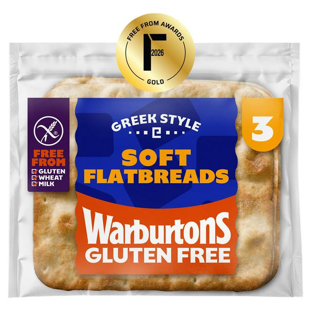 Warburtons Gluten Free 3 x Greek Style Soft Flatbreads - gallery image 1