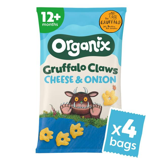 Organix 4 x 15g 12+ Months Cheese & Onion Gruffalo Claws Toddler Snack Multipack - gallery image 1