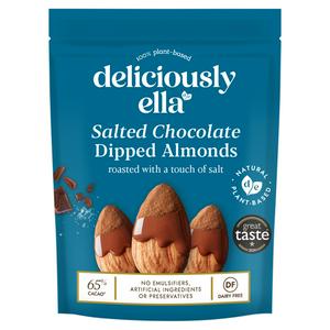 Deliciously Ella 75g Salted Chocolate Dipped Almond Snack Share Bag