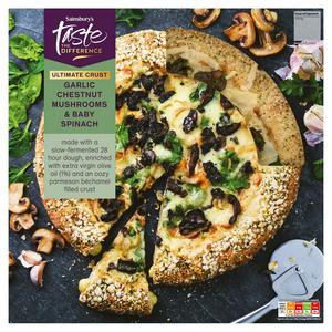 Sainsbury's 639g Garlic Chestnut Mushrooms & Baby Spinach Pizza, Taste the Difference