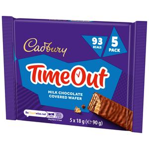 Cadbury Timeout 5 x 18g Milk Chocolate Wafer Multipack Biscuit Bars - gallery image 2