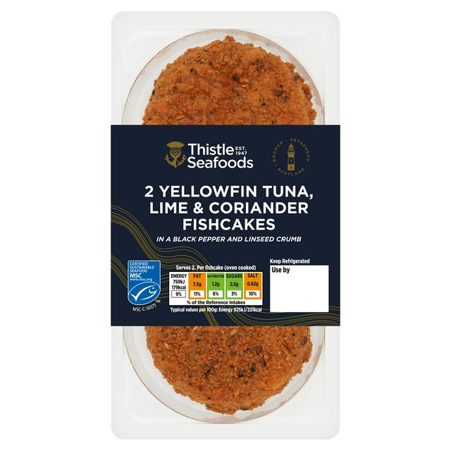 Thistle Seafoods 2 x Yellowfin Tuna, Lime & Coriander Fishcakes 170g