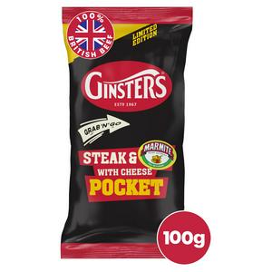 GINSTERS STEAK & MARMITE WITH CHEESE POCKET 100G
