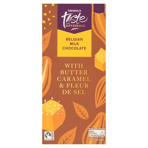 Sainsbury's 100g Butter Caramel & Fleur De Sel Belgian Milk Chocolate Bar, Taste the Difference