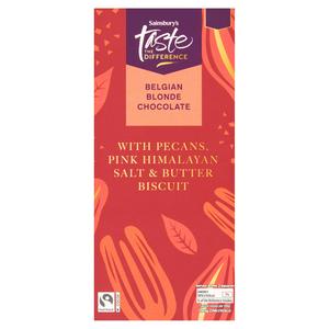 Sainsbury's 100g Belgian Blond Chocolate Pecan Bar, Taste the Difference