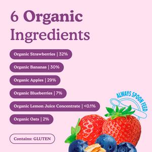Little Freddie 6 x 100g +6 Months Organic Strawberries, Blueberries & Oats Smooth Pouches Box - gallery image 3