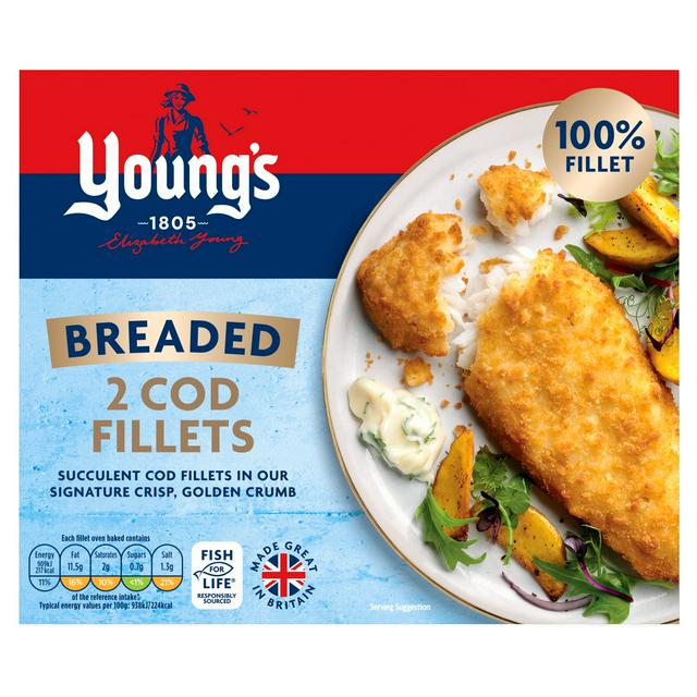 Youngs 2 x Breaded Cod Fillets 200g