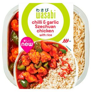 Wasabi 400g Chilli & Garlic Szechuan Chicken with Rice Ready Meal
